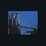 Toile Pop Art Black & Blue Brooklyn Bridge<br><div class="desc">Manhattan Cityscape, gratte-ciels et bâtiments</div>