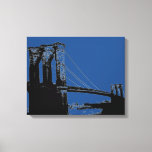 Toile Pop Art Black & Blue Brooklyn Bridge<br><div class="desc">Manhattan Cityscape,  gratte-ciels et bâtiments</div>