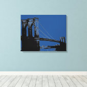 Toile Pop Art Black & Blue Brooklyn Bridge (Insitu (Plancher de Bois))