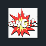 Toile Pop Art Comic Bang !<br><div class="desc">Ce style de bande dessinée rétro Bang! est parfait pour tout collectionneur de super héros ou fan boy. Les graphismes brillants ont des lignes dures et des couleurs audacieuses.</div>