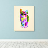 Toile Pop Art cool chat kitty art (Insitu (Plancher de Bois))