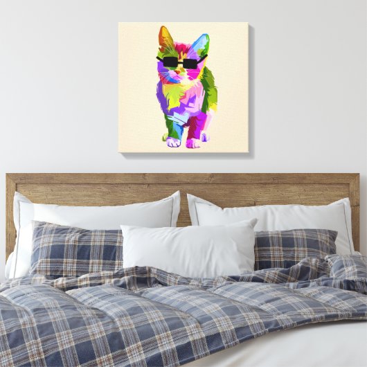 Toile Pop Art cool chat kitty art (Insitu(Chambre))