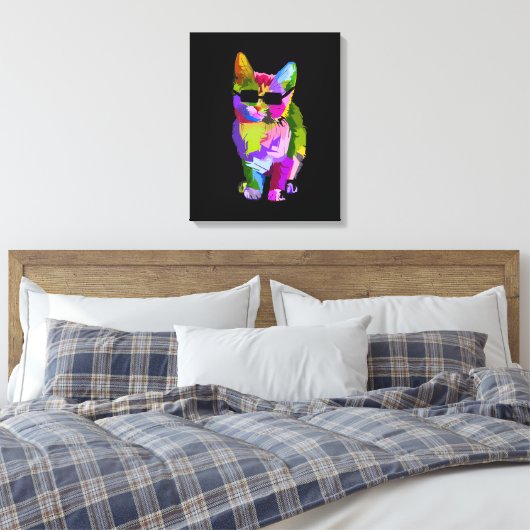 Toile Pop Art cool chat kitty art (Insitu(Chambre))