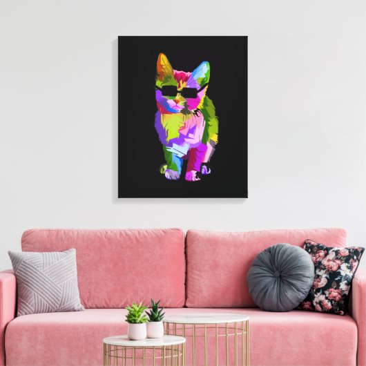 Toile Pop Art cool chat kitty art (Insitu(Salon))