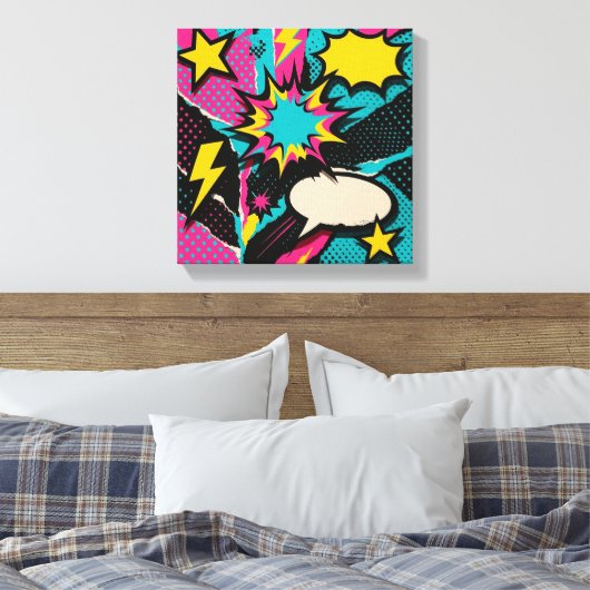 Toile Pop Art Dopamine Collage en Neon Halftone Burst (Insitu(Chambre))