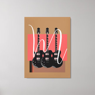 Toile Pop Art Electric Guitare Monogramme initial