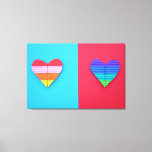 Toile Pop Art Love Twin Rainbow Hearts<br><div class="desc">Pop Art Love Twin Rainbow Hearts est un romantique fun pop art moderne bas relief collage abstrait dans des couleurs vibrantes de bonbons néon fête. Il s'est inspiré d'une romance profondément aimante. L'oeuvre d'origine de ce design a été réalisée à l'aide d'argile de modélisation multicolore sur un arrière - plan...</div>