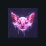 Toile Pop Art Lykoi Werewolf Chat<br><div class="desc">Une peinture numérique texturale d'une tête de chat Lykoi avec des rayures,  des éclaboussures,  et goutte sur un arrière - plan texturé rugueux.</div>