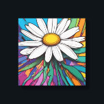 Toile Pop Art Psychedelic Daisy<br><div class="desc">Les vibes super abondent dans cette dynamique imprimé d'art de la marguerite psychédélique ! Une marguerite blanche audacieuse avec un centre jaune vif s'oppose à un arrière - plan tourbillonnant de teintes arc-en-ciel, dont le bleu, le rose, l'orange et le vert. Cette illustration florale d'inspiration rétro apporte une touche de...</div>