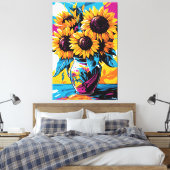 Toile Pop Art Vision des tournesols (Insitu(Chambre))
