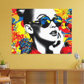 Toile Pop art woman with sunglasses (Insitu(Salon))
