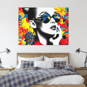 Toile Pop art woman with sunglasses (Insitu(Chambre))