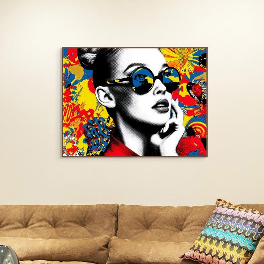 Toile Pop art woman with sunglasses