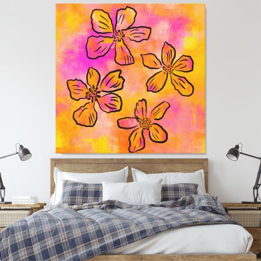 Toile Pop Floral Rose (Insitu(Chambre))