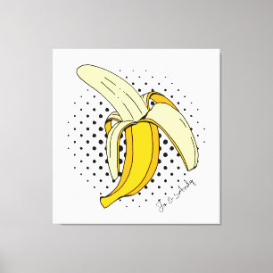 Toile Popart Peeling Fruit banane sur les points demi-te
