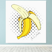Toile Popart Peeling Fruit banane sur les points demi-te (Insitu (Plancher de Bois))