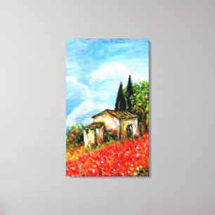 TOILE POPIES EN TOSCANE