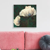 Toile Poppies en Verdigris crème fleurs de pavot vert (Insitu(Salon))