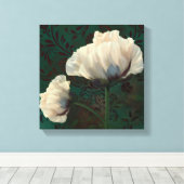 Toile Poppies en Verdigris crème fleurs de pavot vert (Insitu (Plancher de Bois))