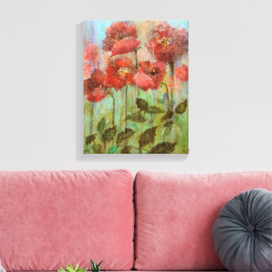 Toile Poppies Encore Vie En Rouge Pastel (Insitu(Salon))