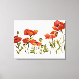 Toile Poppies rouges en ligne aquarelle blanche Ca arriè