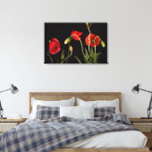 Toile Poppies Rouges Vibrantes Sur Noir (Insitu(Chambre))