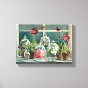 Toile Poppies violettes sur un rebord de fenêtre