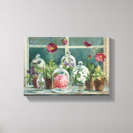 Toile Poppies violettes sur un rebord de fenêtre (Recto)