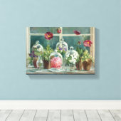 Toile Poppies violettes sur un rebord de fenêtre (Insitu (Plancher de Bois))