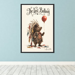 Toile Porc-épic avec un ballon rouge