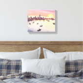 Toile Port de Boston | Aquarelle Massachusetts Cityscape (Insitu(Chambre))
