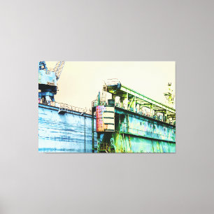 Toile Port de Hambourg - Allemagne - Quai - Pop Art -