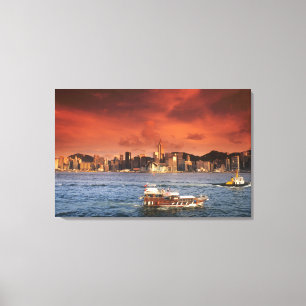 Toile Port de Hong Kong au coucher du soleil