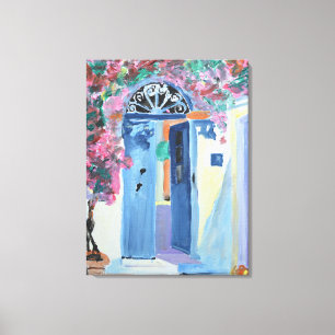 Toile Porte grecque charmante & bougainvillea rose