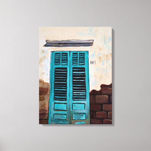 Toile Porte Turquoise dans la rue italienne (Recto)