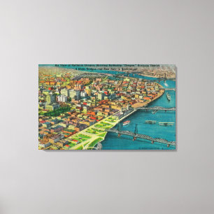 Toile Portland de l'air montrant des ponts et