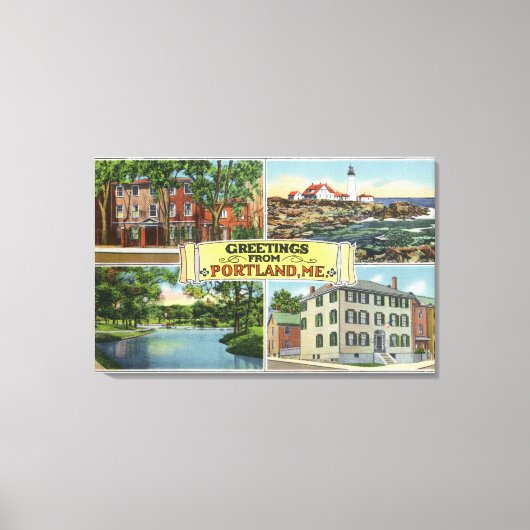 Toile Portland, MaineSalutations de avec Pittoresque (Recto)