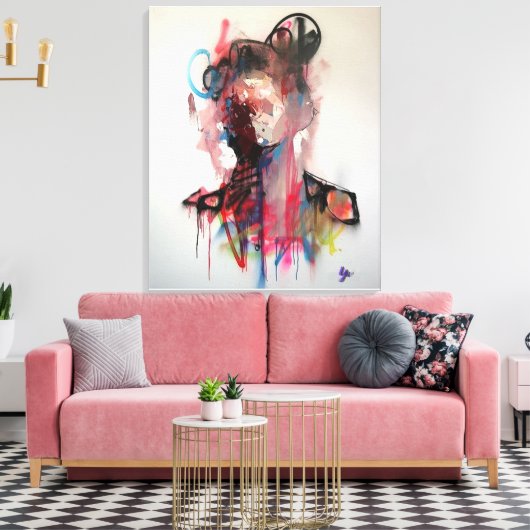 Toile portrait, abstraction, aquarelle, art, décoration, (Insitu(Salon))