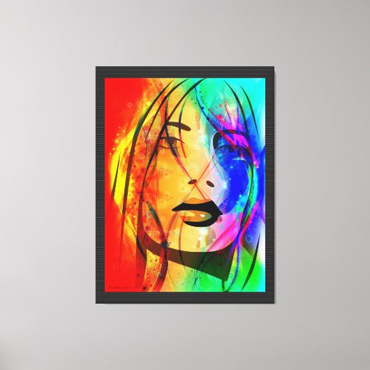 Toile Portrait Abstrait couleur numérique perdue fille (Recto)