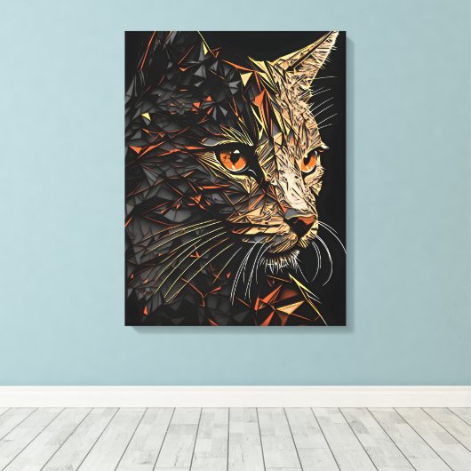 Toile Portrait abstrait de chat (Insitu (Plancher de Bois))