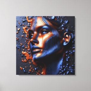 Toile Portrait Abstrait du visage d'une femme sur son vi