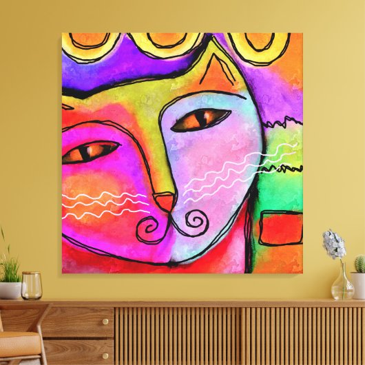 Toile Portrait Abstrait d'un chat (Insitu(Salon))