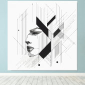 Toile Portrait abstrait linéaire (Insitu (Plancher de Bois))
