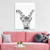 Toile Portrait animal capricorne noir et blanc (Insitu(Salon))