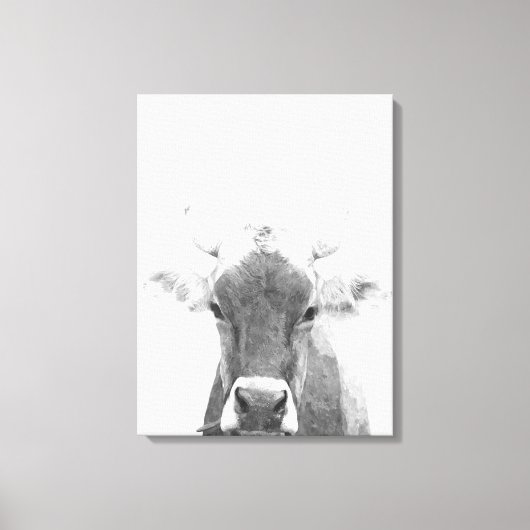 Toile Portrait animal de vache noir et blanc (Recto)