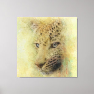 Toile  Portrait aquarelle de léopard africain 