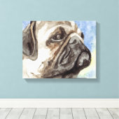 Toile Portrait aquarelle de Pug (Insitu (Plancher de Bois))