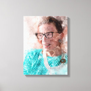 Toile Portrait aquarelle de Ruth Bader Ginsburg souriant