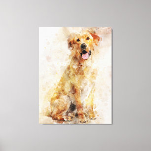Toile Portrait aquarelle du chien Retriever du Labrador