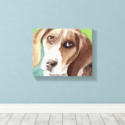 Toile portrait Beagle aquarelle (Insitu (Plancher de Bois))